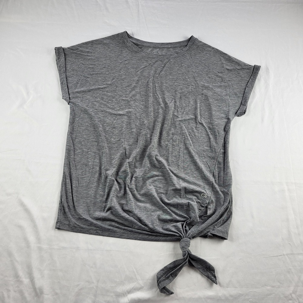 Gap Maternity Gray Tee Tie Knot Short Cuffed Sleeve Gray GapFit Breathe Small